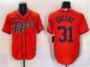 Cheap Men's Detroit Tigers #31 Riley Greene Orange With Patch Cool Base Stitched Baseball Jersey