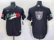 Cheap Men's Las Vegas Raiders Team Big Logo Black Mexico Cool Base Stitched Baseball Jersey
