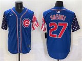 Cheap Men's Chicago Cubs #27 Seiya Suzuki Royal 2025 Independence Day Vapor Premier Limited Stitched Baseball Jersey