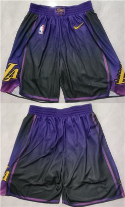 Los Angeles Lakers Purple Black Shorts (Run Small) Cheap