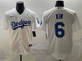 Men\'s Los Angeles Dodgers #6 Hyeseong Kim White Cool Base Stitched Baseball Jersey Cheap