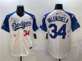 Cheap Men's Los Angeles Dodgers #34 Fernando Valenzuela White Royal 2025 Tokyo Series Limited Stitched Baseball Jersey