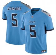 Cheap Men's Tennessee Titans #5 Elic Ayomanor Blue 2025 Draft F.U.S.E. Vapor Limited Football Stitched Jersey
