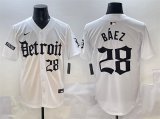 Cheap Men's Detroit Tigers #28 Javier Baez White'Motor Gothic Edition' Vapor Premier Limited Stitched Baseball Jersey