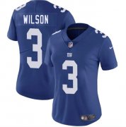 Cheap Women's New York Giants #3 Russell Wilson Blue 2025 Vapor Untouchable Limited Stitched Jersey(Run Small)