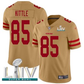 Wholesale Cheap Nike 49ers #85 George Kittle Gold Super Bowl LIV 2020 Men\'s Stitched NFL Limited Inverted Legend Jersey