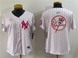 Cheap Youth New York Yankees Team Big Logo White Pink Pinstripe Limited Stitched Baseball Jersey