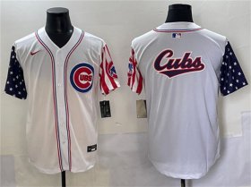 Men\'s Chicago Cubs Team Big Logo White 2025 Independence Day Vapor Premier Limited Stitched Baseball Jersey