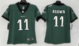 Women's Philadelphia Eagles #11 A. J. Brown Green New Vapor Untouchable Limited Football Stitched Jersey(Run Small) Cheap Wholesale