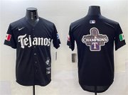 Cheap Men's Texas Rangers Team Big Logo Black Mexico 2025 Vapor Premier Limited Stitched Baseball Jerseys