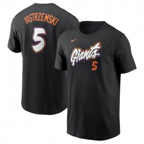 Cheap Men\'s San Francisco Giants #5 Mike Yastrzemski Anthracite 2025 City Connect Fuse Name & Number T-Shirt