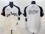 Cheap Men's Los Angeles Dodgers Team Big Logo White Black Mexico 2025 LA Gothic Style With Fernando Patch Vapor Premier Limited Stitched Baseball Jersey
