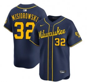 Cheap Men\'s Milwaukee Brewers #32 Jacob Misiorowski Navy Alternate Limited Stitched Baseball Jersey