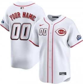 Men\'s Cincinnati Reds Active Player Custom White 2025 Speedway Classic Home Limited Stitched Baseball Jersey Cheap Wholesale