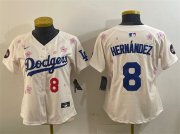 Cheap Women's Los Angeles Dodgers #8 Enrique Hernandez Cream 2025 Tokyo Series Limited Stitched Baseball Jersey(Run Small)