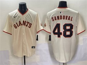 Cheap Men\'s San Francisco Giants #48 Pablo Sandoval Cream 2024 Home Limited Stitched Baseball Jersey