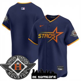Men\'s Houston Astros Blank Navy 2025 City Connect Limited Stitched Baseball Jersey Cheap