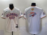 Cheap Men's Oklahoma City Thunder Team Big Logo White 2025 Finals Vapor Stitched Baseball Jersey