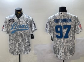 Cheap Men\'s Detroit Lions #97 Aidan Hutchinson 2024 Arctic Camo Salute To Service Stitched Baseball Jersey