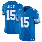 Cheap Men's Detroit Lions #15 Grant Stuard Blue 2025 F.U.S.E. Vapor Limited Football Stitched Jersey