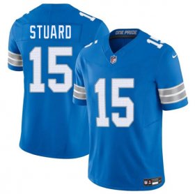 Cheap Men\'s Detroit Lions #15 Grant Stuard Blue 2025 F.U.S.E. Vapor Limited Football Stitched Jersey