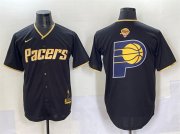 Cheap Men's Indiana Pacers Team Big Logo Black Gold 2025 Finals Vapor Stitched Baseball Jersey