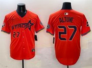 Cheap Men's Houston Astros #27 Jose Altuve Orange 2025 City Connect With Texas Patch Limited Stitched Baseball Jersey