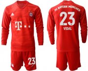 Wholesale Cheap Bayern Munchen #23 Vidal Home Long Sleeves Soccer Club Jersey