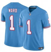 Cheap Men's Tennessee Titans #1 Cameron Ward Blue 2025 Draft F.U.S.E. Throwback Vapor Limited Football Stitched Jersey
