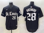 Cheap Men's St. Louis Cardinals #28 Nolan Arenado Black 'Gothic Legacy Edition' Vapor Premier Limited Stitched Baseball Jersey
