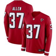 Wholesale Cheap Nike Falcons #37 Ricardo Allen Red Team Color Men's Stitched NFL Limited Therma Long Sleeve Jersey