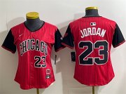 Women's Chicago White Sox #23 Michael Jordan Red Black 2025 City Connect Limited Stitched Baseball Jersey(Run Small) Cheap