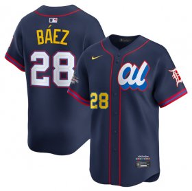 Cheap Men\'s American League #28 Javier Baez Navy 2025 All-Star Edition Limited Stitched Baseball Jersey