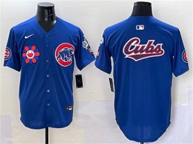 Cheap Men\'s Chicago Cubs Team Big Logo Royal 2025 Tokyo Series Limited Stitched Baseball Jersey