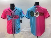 Men's Los Angeles Dodgers Team Big Logo Pink Blue Limited Stitched Baseball Jersey Cheap Wholesale