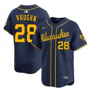 Men's Milwaukee Brewers #28 Andrew Vaughn Navy Alternate Limited Stitched Baseball Jersey Cheap Wholesale
