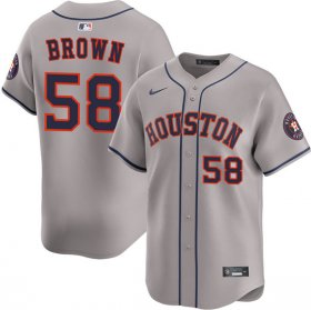 Men\'s Houston Astros #58 Hunter Brown Gray 2025 Limited Stitched Baseball Jersey Cheap Wholesale