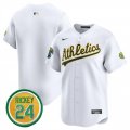 Men's Oakland Athletics Blank White 2024 Home Limited With Rickey Henderson Patch Stitched Jersey Cheap