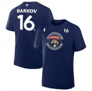 Men's Florida Panthers #16 Aleksander Barkov Navy 2025 Stanley Cup Final Pro Name & Number T-Shirt Cheap