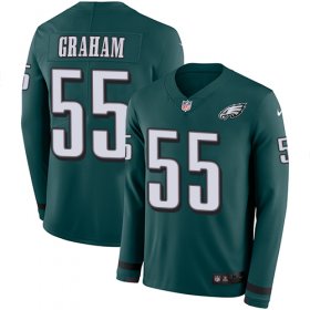 Wholesale Cheap Nike Eagles #55 Brandon Graham Midnight Green Team Color Men\'s Stitched NFL Limited Therma Long Sleeve Jersey