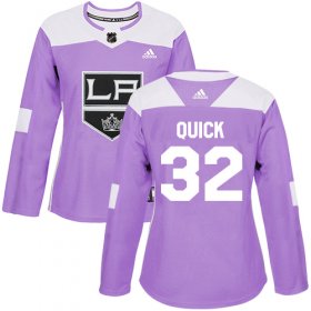 Wholesale Cheap Adidas Kings #32 Jonathan Quick Purple Authentic Fights Cancer Women\'s Stitched NHL Jersey