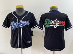 Cheap Youth Los Angeles Dodgers Team Big Logo Black Stitched Baseball Jersey