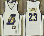 Cheap Men's Los Angeles Lakers #23 Lebron James Cream Throwback Swingman Jersey