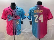 Men's Los Angeles Lakers Front #8 Back #24 Kobe Bryant Pink Blue Limited Stitched Jersey Cheap Wholesale