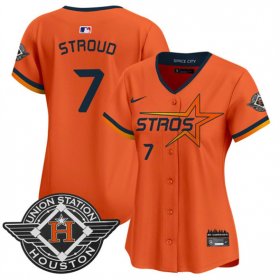 Women\'s Houston Astros #7 C.J. Stroud Orange 2025 City Connect Limited Stitched Baseball Jersey(Run Small) Cheap