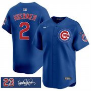 Men's Chicago Cubs #2 Nico Hoerner Royal 'Ryne Sandberg Tribute' Vapor Limited V3 Stitched Baseball Jersey Cheap Wholesale