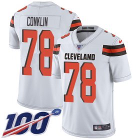 Wholesale Cheap Nike Browns #78 Jack Conklin White Men\'s Stitched NFL 100th Season Vapor Untouchable Limited Jersey