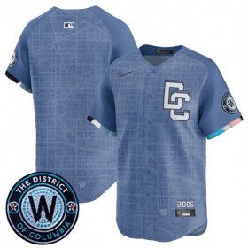 Men\'s Washington Nationals Blank Blue 2025 City Connect Limited Stitched Baseball Jersey Cheap