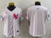 Cheap Youth New York Yankees Blank White Pink Pinstripe Limited Stitched Baseball Jersey