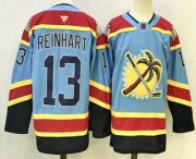 Cheap Men's Florida Panthers #13 Sam Reinhart Blue Reverse Retro Stitched Authentic Jersey